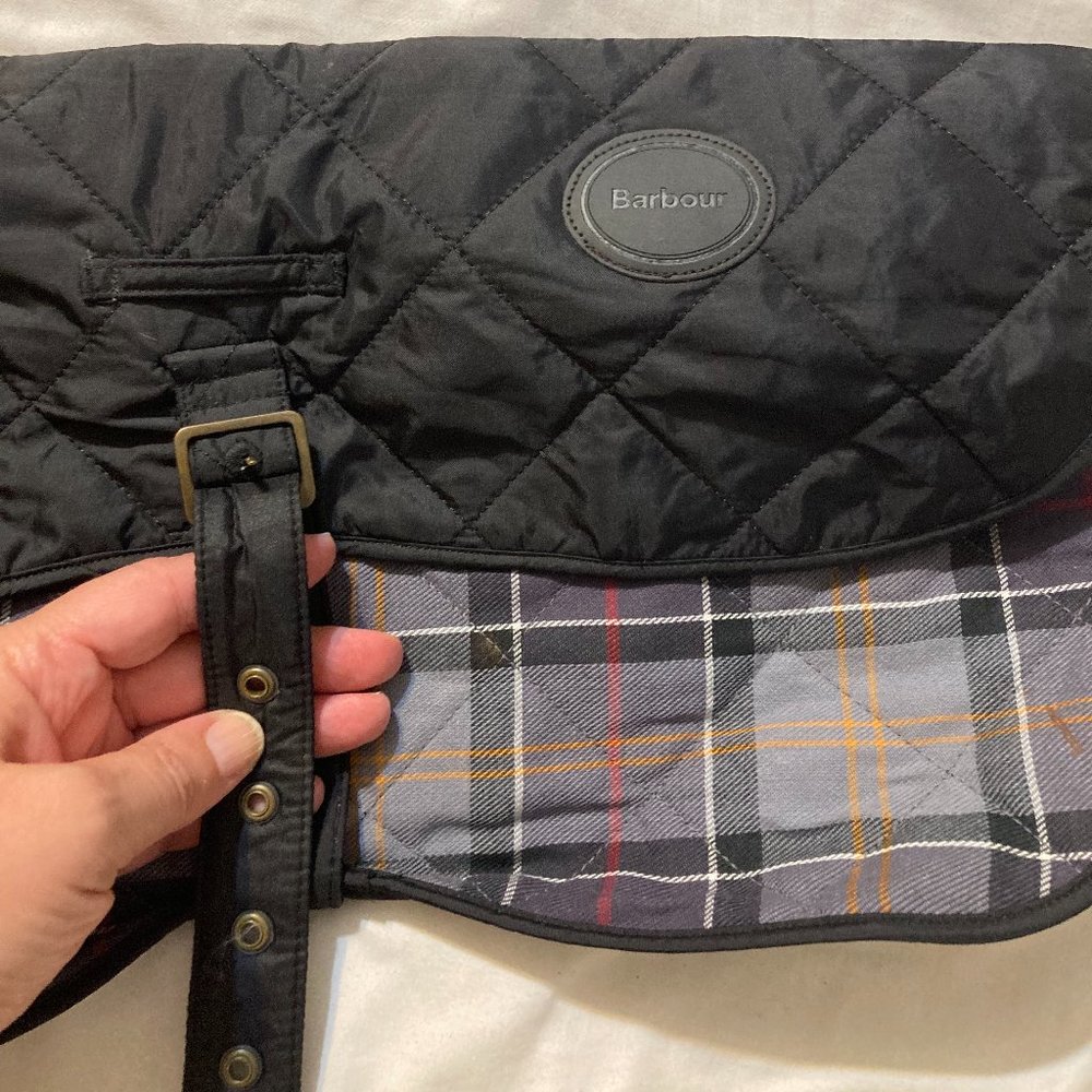 BARBOUR Black Quilted Dog Coat size medium. Never Used.